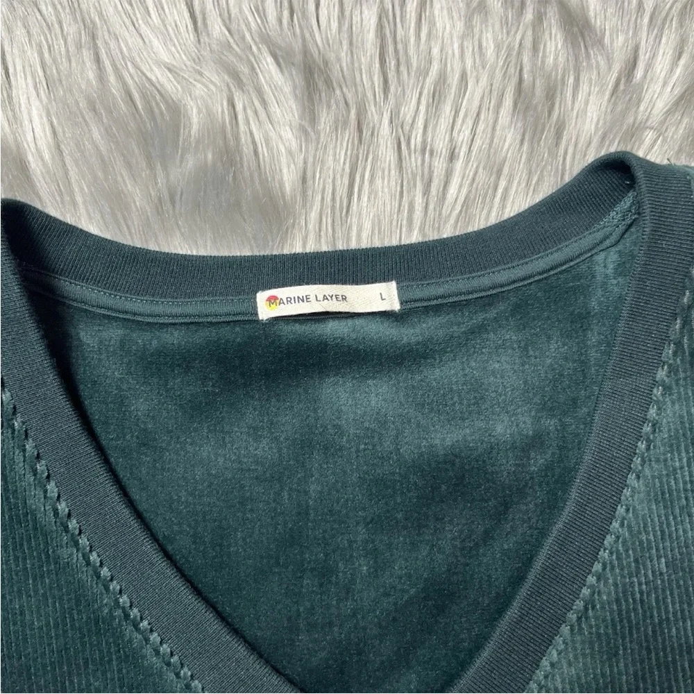 Marine Layer Cord Velour V Neck Sweatshirt Green Gables Size Large